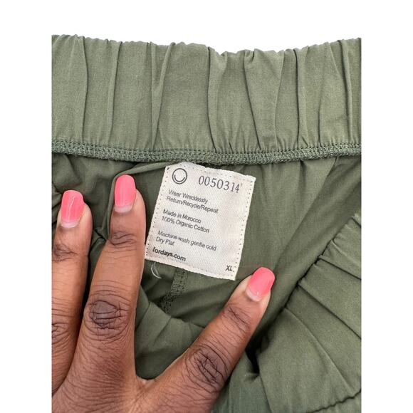 NWT Fordays Dark Green Pull On Stretch Slouchy Breathable Poplin Pant  XL - Picture 4 of 13
